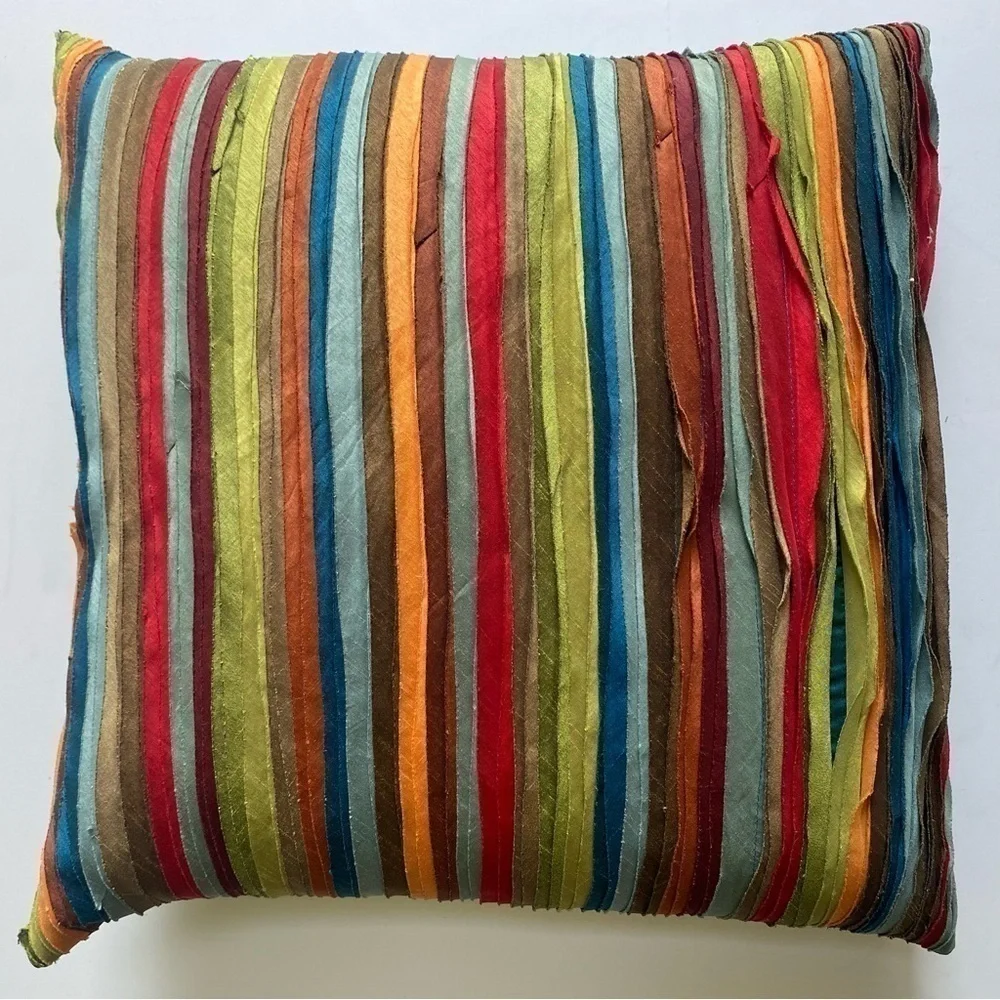 2 Pier 1 Imports Multicolored Stripe Decorative Throw Accent Pillows
